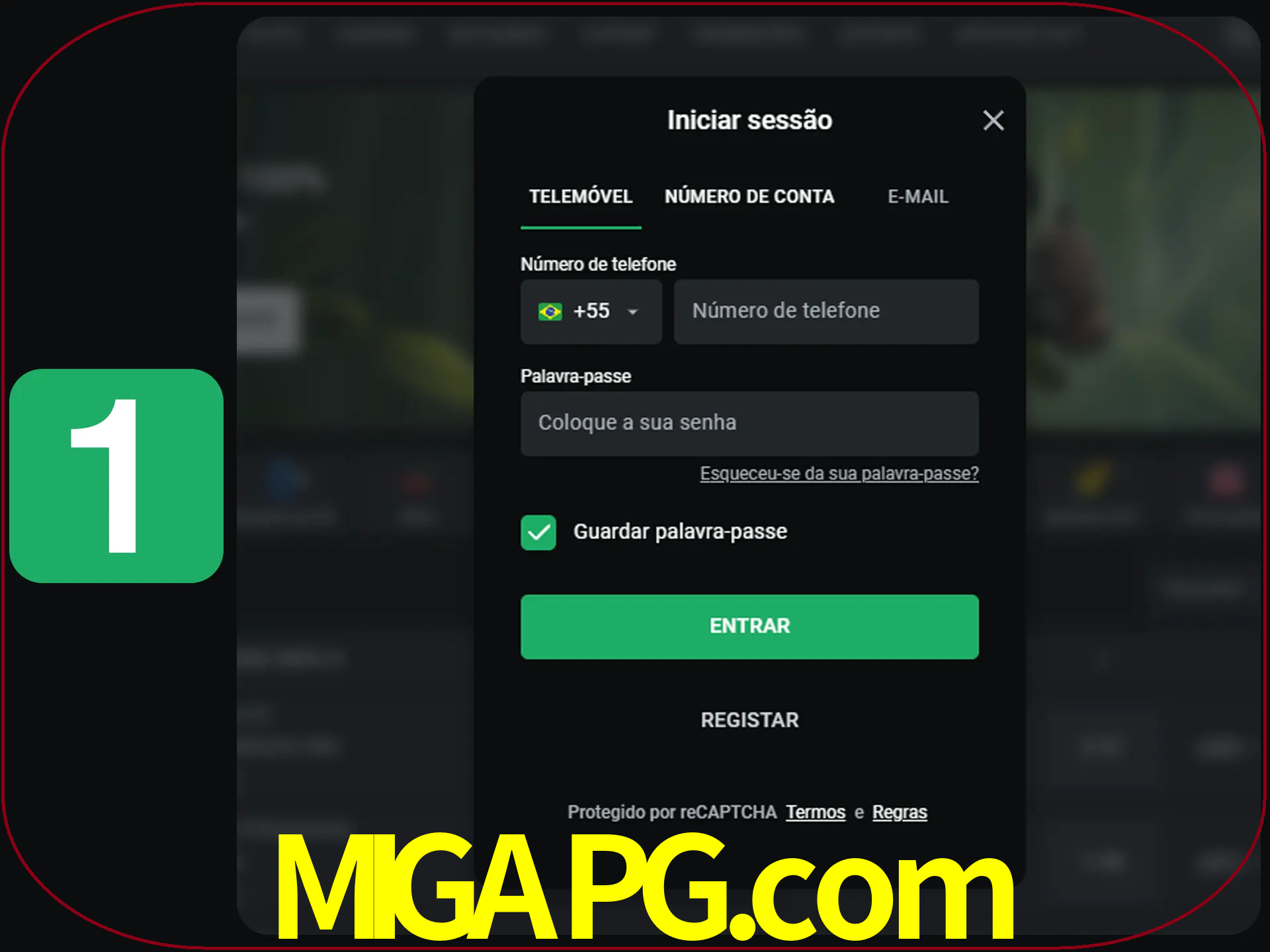 Clique no botão Entrar.